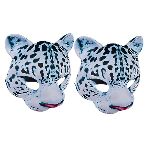 LALADEFIEE 2 Stücke Schneeleopard Halbmaske Katzenmaske Für Halloween Party Dekorative Maske von LALADEFIEE