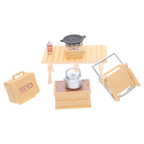 LALADEFIEE Miniatur Camping Grill Ofen Box Dollhouse Kit mit Klappstuhl und Picknicktisch Leicht und Tragbar für Outdoor Playset Indoor und Outdoor Rollenspiel Geburtstagsgeschenk von LALADEFIEE