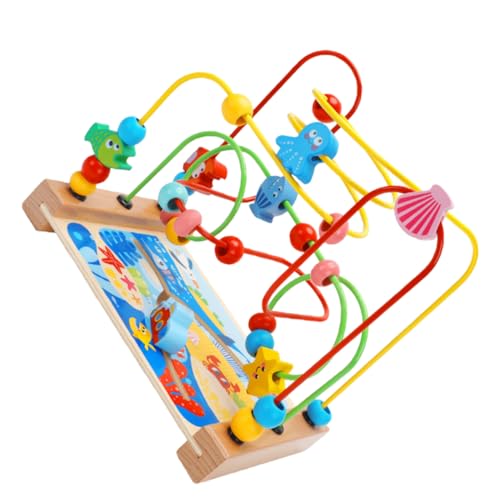 LALADEFIEE Perlenlabyrinth Kinderspielzeug Pädagogisches Perlenspielzeug Spielzubehör Holz von LALADEFIEE