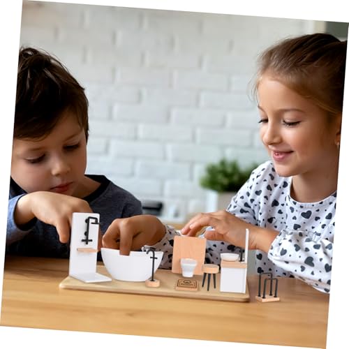 LALADEFIEE Puppenhaus Zubehör Teilig Realistische Dusche Waschbecken und Toilette Kompakt Leicht Sicher für Dekorativ für Puppenhaus Badzimmer von LALADEFIEE