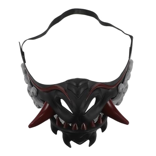 LALADEFIEE Samurai Maske Cosplay Dämonen Kostümmaske mit Elastischem Band und Atmungsaktivem für Party Bühne Halloween Unisex von LALADEFIEE