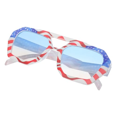 LALADEFIEE Sonnenbrille Aus Kunststoff Quadratisch Für Herren Partysonnenbrille Mit Amerikanischer Flagge Modisches Accessoire Für Cosplay Und Themenpartys LALADEFIEE Sonnenbrille Aus Kunststoff Quadratisch Für Herren Partysonnenbrille Mit Amerikanischer Flagge Modisches Accessoire Für Cosplay Und Themenpartys von LALADEFIEE