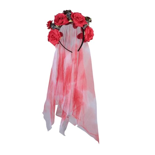 LALADEFIEE Totenkopf Stirnband Rosenblüten Stirnbänder Verzierte Haarbänder Totenkopf Haarband Vampir Haarband Dekoration Copricapo Con Fiori Tag Der Toten Krone Rot LALADEFIEE Totenkopf Stirnband Rosenblüten Stirnbänder Verzierte Haarbänder Totenkopf Haarband Vampir Haarband Dekoration Copricapo Con Fiori Tag Der Toten Krone Rot von LALADEFIEE