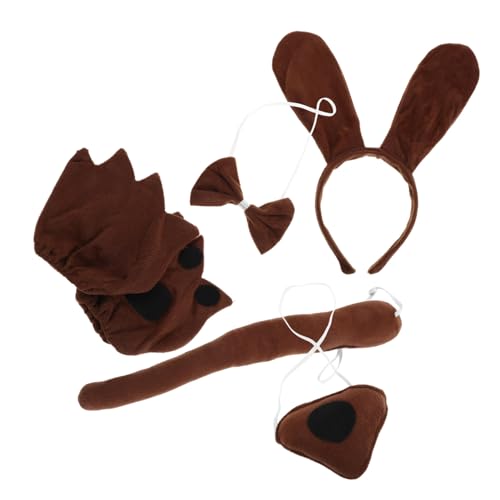 LALADEFIEE Weiches Hundearm Stirnband Schleife Nase Pfotenhandschuhe Bequemes Cosplay Tierkostüm für Halloween Karneval Fotorequisiten von LALADEFIEE