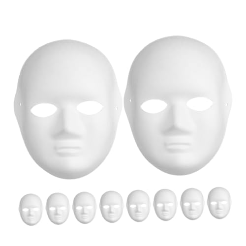 LALAFINA 10 Stück Teiliges Weiße Papiermasken zum Bemalen DIY Blanke Vollgesichtsmasken aus Leichtem Papierpulp Atmungsaktiv und Bequem für Karneval Maskerade Halloween Cosplay und Kreative von LALAFINA