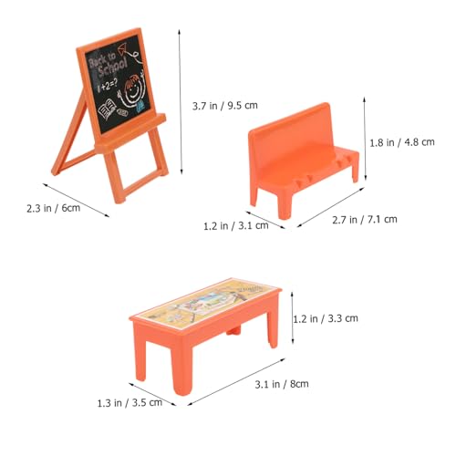 LALAFINA 13 Stück Teiliges Miniatur klassenzimmer möbelset mit Holzrahmen kreidetafel Gelber Tisch und Stuhl Kindgerechtes Puppenhaus spielzimmer dekor Langlebiges Mini landschaftsmodell von LALAFINA