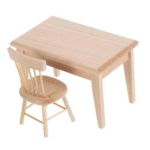 LALAFINA 2-teiliges Puppenhaus-miniaturmöbel-zubehörset Im Maßstab 1:12, Holztisch Und Stühle, Esszimmerdekor, Ideal Für Mini-hausszenen von LALAFINA