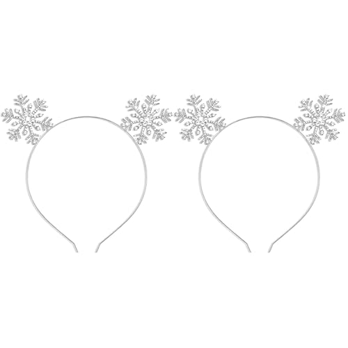 LALAFINA 2Pcs Weihnachten Schneeflocke Stirnbänder Schneeflocke Stirnband Legierung Schneeflocke Haarreifen Kristall Weihnachten Headwear Party Prop Für Frauen von LALAFINA