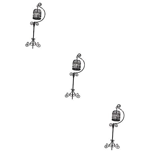 LALAFINA 3 STK Miniatur-vogelkäfig Aus Metall Mikrolandschaftsdekoration Miniatur-vogelkäfig-dekor Feengartenfiguren Miniatur-landschaftsornament DIY Zubehör Haushalt Metallische Linie von LALAFINA