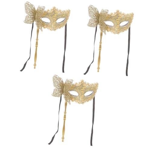 LALAFINA 3St Maske venezianisch Halloweenkostüm Rollenspiel-Outfits voll Cosplay-Kostüme Augenklappe Karnevalszubehör Gold Augenbinde einstellen Kleidung Damen bilden Plastik von LALAFINA
