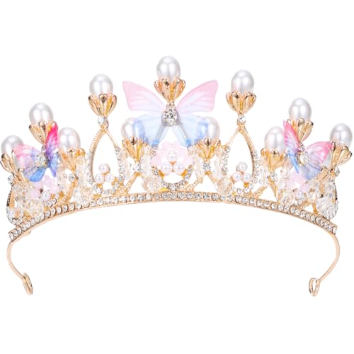 LALAFINA Schmetterlingskrone Stirnband Strass Haarreif Hochzeit für Mädchen Kinder Tiara Mädchen Kristall Schmetterlinge Kopfschmuck Damen Mode Stirnbänder Halloween Haar Blume Prinzessin Damen Lani von LALAFINA