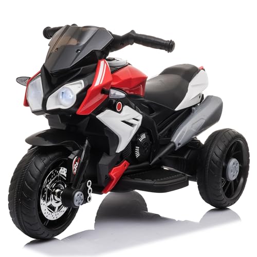 LALAHO Elektro Motorrad Kinder Elektromotorrad Kindermotorrad Kinderfahrzeug, 6 V 7 Ah Elektro-Dreirad für Kinder von 3–6 Jahren (Rot) von LALAHO