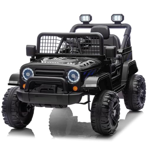 LALAHO Elektroauto für Kinder 12V Elektrofahrzeuge für Kinder mit 2,4 Ghz Fernbedienung (Schwarz 1) von LALAHO