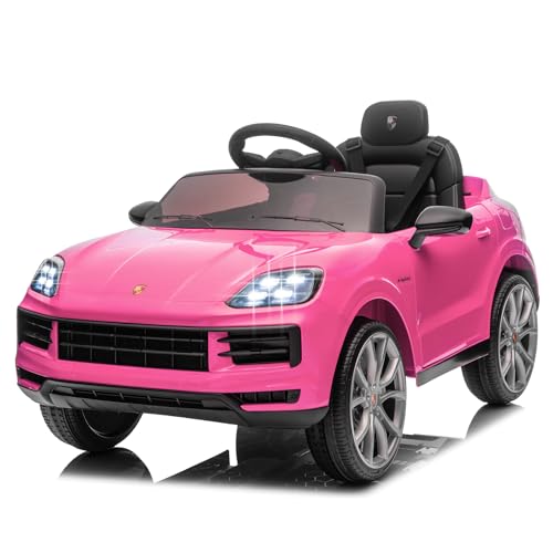 LALAHO Kinder Elektroauto 12V Kinderauto Elektrisch 2,4G-Fernbedienung, Elektrofahrzeuge 2-türig mit MP3, Musik, Hupe, LED-Leuchten (Rosa) von LALAHO