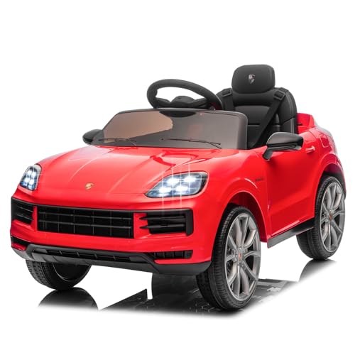 LALAHO Kinder Elektroauto 12V Kinderauto Elektrisch 2,4G-Fernbedienung, Elektrofahrzeuge 2-türig mit MP3, Musik, Hupe, LED-Leuchten (Rot) von LALAHO