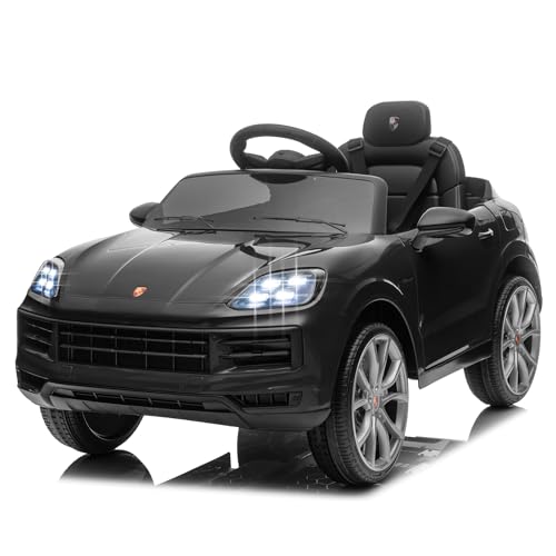 LALAHO Kinder Elektroauto 12V Kinderauto Elektrisch 2,4G-Fernbedienung, Elektrofahrzeuge 2-türig mit MP3, Musik, Hupe, LED-Leuchten (schwarz) von LALAHO