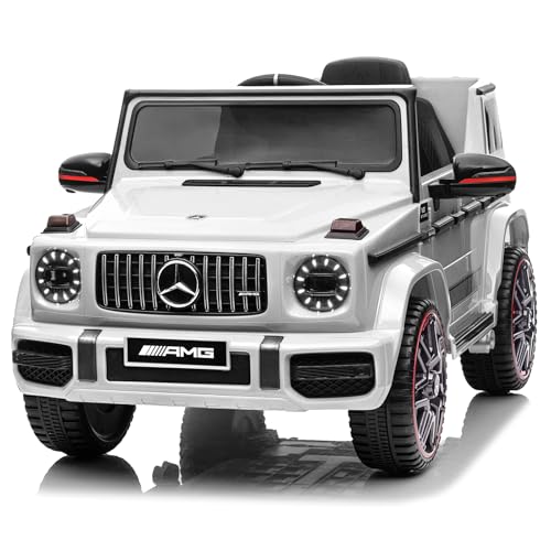 LALAHO Mercedes G63 AMG Elektroauto für Kinder, 12V, Elektrisches Kinder-Elektroauto mit Fernbedienung, 3 Geschwindigkeitsstufen, Hupe, LED-Lichter, Musik LALAHO Mercedes G63 AMG Elektroauto für Kinder, 12V, Elektrisches Kinder-Elektroauto mit Fernbedienung, 3 Geschwindigkeitsstufen, Hupe, LED-Lichter, Musik von LALAHO