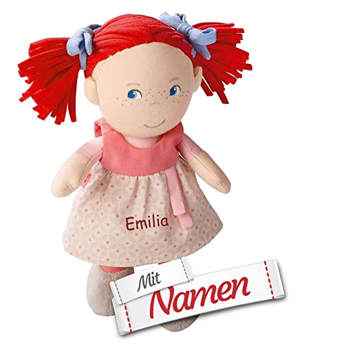 HABA Stoffpuppe Mirli mit Namen Bestickt, Erste Baby Puppe zum kuscheln, Weiche Mädchen Kuschelpuppe, Kinder Geschenk-Idee Babypuppe als Taufgeschenk von LALALO