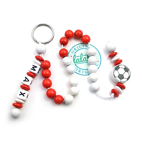 LALALO Fußball Rechenkette mit Namen, Schulanfang, Lernmittel rechnen bis 20, Rot/Weiß von LALALO