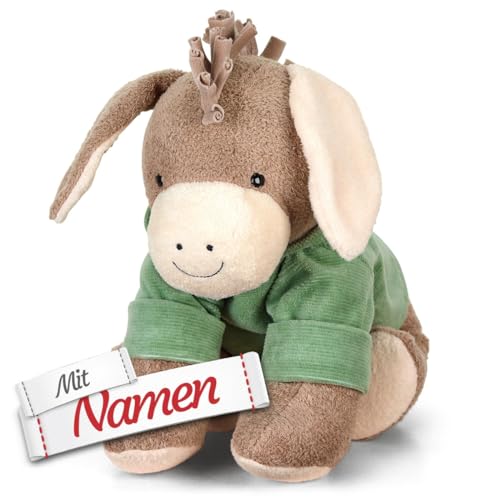 LALALO Sterntaler Kuscheltier Esel mit Namen Bestickt, Niedliches Plüschtier Stofftier für Babys Kinder, Schmusetier Geschenk zu Weihnachten und Geburtstag (Sternchen Emmilius) von LALALO