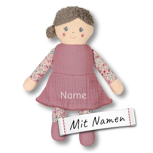 LALALO Stoffpuppe Sophie mit Namen Bestickt – erste Sterntaler Babypuppe/Kuschelpuppe für Mädchen, Geschenkidee zur Geburt von LALALO