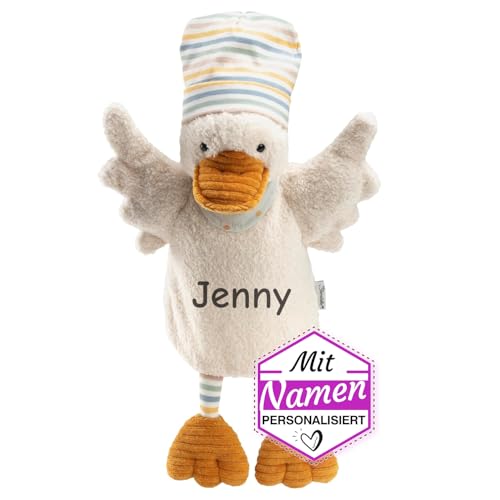 Sterntaler Handpuppe-Schnuffeltuch mit Namen Bestickt, Baby & Kinder Schmusetuch personalisiert, Kasperlepuppe, Kasperletheater Puppe (Ente Edda) von LALALO