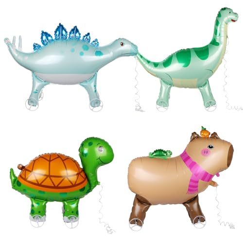 LALASTYLE Große 3D-Ballons mit Rädern, Dinosaurier, Capybara, Schildkröte, Folienballons für Geburtstagsfeiern, Zoo-Themen-Dekoration, Partyzubehör, 4 Stück LALASTYLE Große 3D-Ballons mit Rädern, Dinosaurier, Capybara, Schildkröte, Folienballons für Geburtstagsfeiern, Zoo-Themen-Dekoration, Partyzubehör, 4 Stück von LALASTYLE
