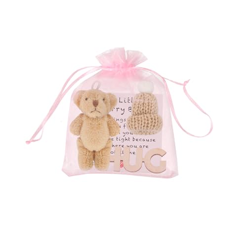 LALASTYLE Pocket Bear Hug Mini Sorgenbär Plüsch mit inspirierender Karte, weiche Angstlinderung, niedliches emotionales Unterstützungsgeschenk für Freunde, Frauen (Braun) von LALASTYLE