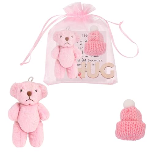 LALASTYLE Pocket Bear Hug Mini Sorgenbär Plüsch mit inspirierender Karte, weiche Angstlinderung, niedliches emotionales Unterstützungsgeschenk für Freunde, Frauen (Rosa) von LALASTYLE