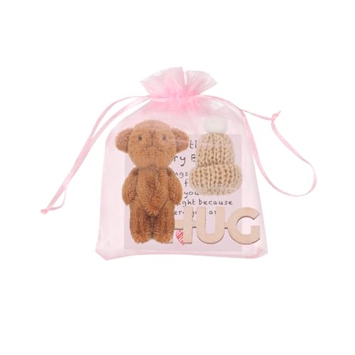LALASTYLE Pocket Bear Hug Mini-Sorgenbär aus Plüsch mit inspirierender Karte, weiche Angstlinderung, niedliches emotionales Geschenk für Freunde, Frauen (Kaffee) von LALASTYLE