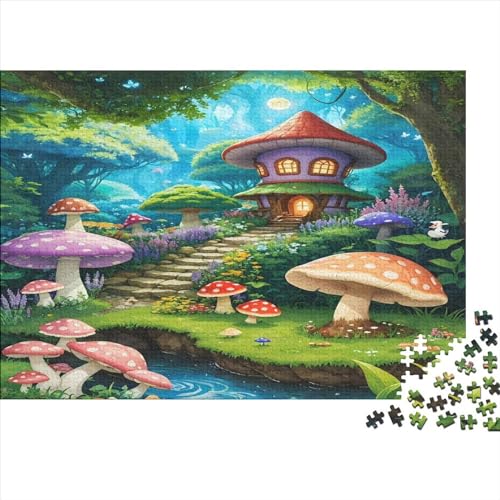 Animation Style 300 Teile Mushroom House Erwachsene Puzzles Home Decor Geburtstag Lernspiel Family Challenging Games Stress Relief Toy 300pcs (40x28cm) von LAMAME