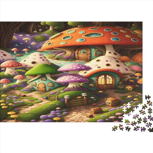 Animation Style Puzzle 1000 Teile Mushroom House Erwachsene Geburtstag Home Decor Lernspiel Family Challenging Games Stress Relief Toy 1000pcs (75x50cm) von LAMAME