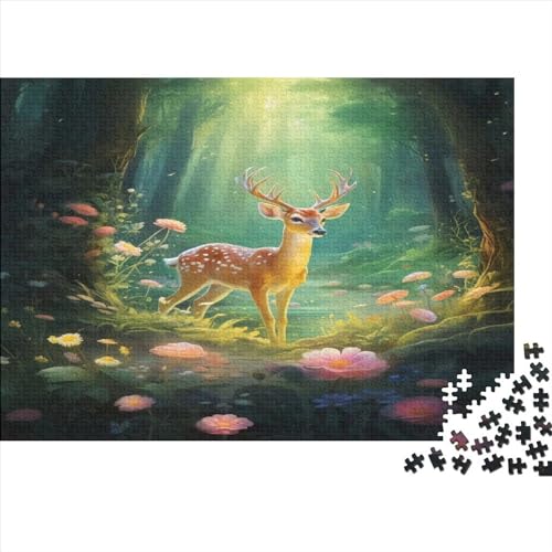 Deer 500 Teile Animals Puzzle Erwachsene Lernspiel Geburtstag Wohnkultur Family Challenging Games Stress Relief Toy 500pcs (52x38cm) von LAMAME