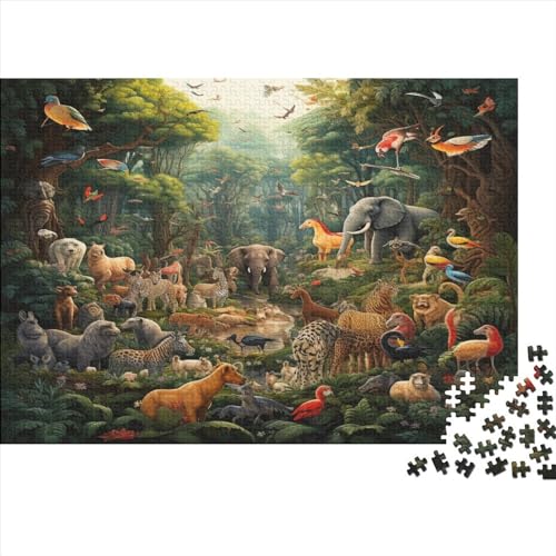 Jungle Animals Für Erwachsene 1000 Teile Landscaping Puzzle Geburtstag Family Challenging Games Moderne Wohnkultur Lernspiel Stress Relief Toy 1000pcs (75x50cm) von LAMAME