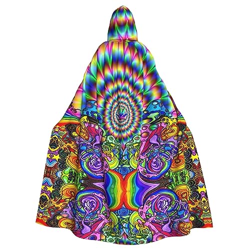 LAMAME Batik-Marihuana bedruckter langer Umhang für Erwachsene, Halloween, Kapuzenumhang, Party-Dekoration, Robe LAMAME Batik-Marihuana bedruckter langer Umhang für Erwachsene, Halloween, Kapuzenumhang, Party-Dekoration, Robe von LAMAME