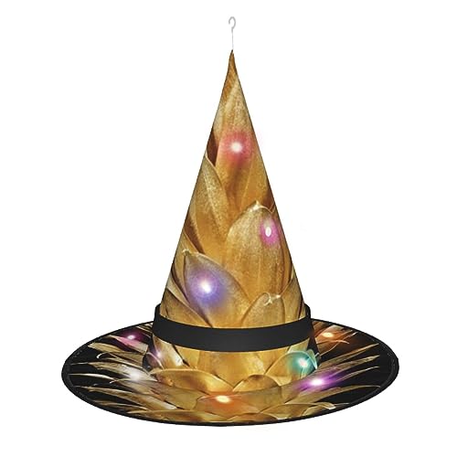 LAMAME Halloween-Hexenhut mit goldenem Ananas-Druck, für Erwachsene, leuchtender spitzer Hut, Halloween, Weihnachten, Party, Dekoration LAMAME Halloween-Hexenhut mit goldenem Ananas-Druck, für Erwachsene, leuchtender spitzer Hut, Halloween, Weihnachten, Party, Dekoration von LAMAME