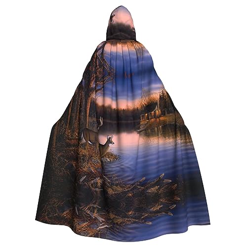 LAMAME Langer Umhang mit Natur, wildem Tier, Hirsch, bedruckt, für Erwachsene, Halloween, Kapuzenumhang, Party-Dekoration, Robe LAMAME Langer Umhang mit Natur, wildem Tier, Hirsch, bedruckt, für Erwachsene, Halloween, Kapuzenumhang, Party-Dekoration, Robe von LAMAME