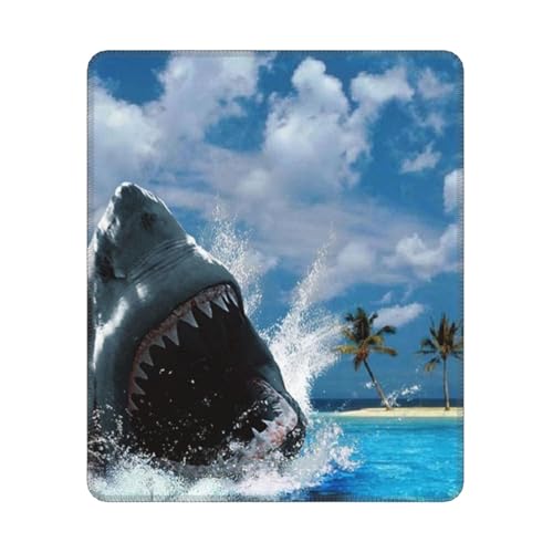 LAMAME Ocean Shark bedrucktes Gaming-Mauspad, 25,4 x 30,5 cm, tragbares Mauspad, langlebig und waschbar von LAMAME