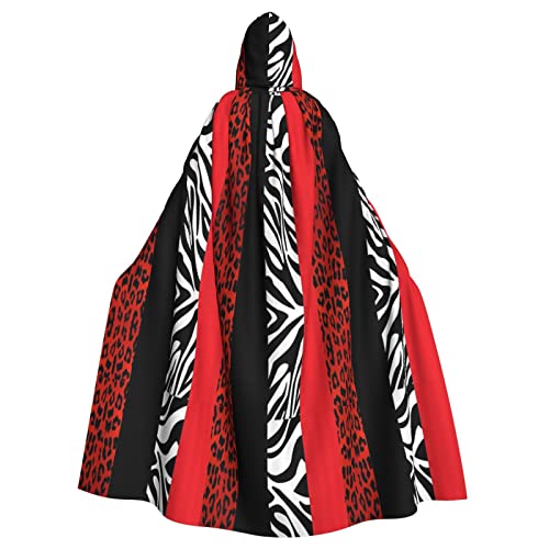 LAMAME Roter Leoparden- und Zebra-Tier-Druck, Uni, mit Kapuze, Halloween-Umhang, langer Umhang, Robe, Halloween, Weihnachtskostüm LAMAME Roter Leoparden- und Zebra-Tier-Druck, Uni, mit Kapuze, Halloween-Umhang, langer Umhang, Robe, Halloween, Weihnachtskostüm von LAMAME