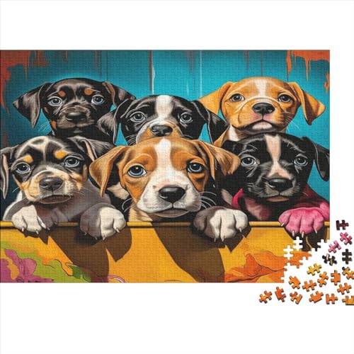 Puppies Erwachsene Puzzles 1000 Teile Animals Geburtstag Lernspiel Home Decor Family Challenging Games Stress Relief Toy 1000pcs (75x50cm) von LAMAME