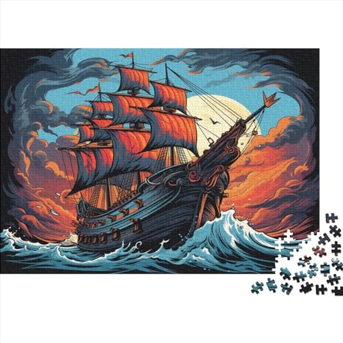 Sailboat Ship Erwachsene Puzzle 1000 Teile Landscaping Geburtstag Family Challenging Games Lernspiel Wohnkultur Stress Relief Toy 1000pcs (75x50cm) von LAMAME