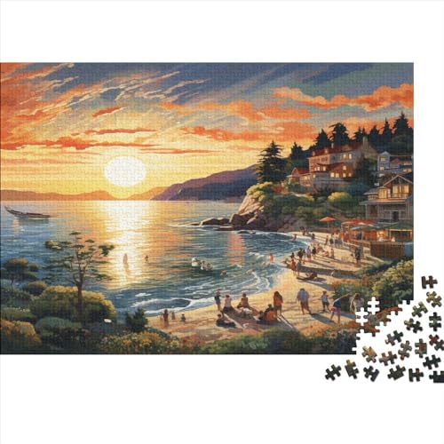 Sunset Over The Harbour 1000 Teile Landscaping Puzzle Erwachsene Lernspiel Geburtstag Wohnkultur Family Challenging Games Stress Relief Toy 1000pcs (75x50cm) von LAMAME