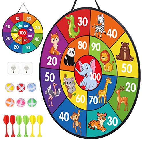 LAMEK Klett Dartscheibe Kinder Doppelseitige Dartspiel 66cm Faltbares Tier Klettballspiel mit 6 klebrigen Bällen 6 Darts Wurf Spiel Scheibe Drinnen Draußen Wurfspiel für ab 3 Jahre Jungen Mädchen LAMEK Klett Dartscheibe Kinder Doppelseitige Dartspiel 66cm Faltbares Tier Klettballspiel mit 6 klebrigen Bällen 6 Darts Wurf Spiel Scheibe Drinnen Draußen Wurfspiel für ab 3 Jahre Jungen Mädchen von LAMEK