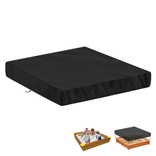 LAMUNI Sandkastenabdeckung Quadratisch Sandkasten Abdeckung Wasserdicht Sandkistenabdeckungen, 420D Oxford Gewebe Sandbox Abdeckung Sandkastenplane mit Kordelzug und Elastikband, 150x150x20cm von LAMUNI