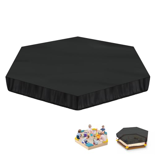LAMUNI Sandkastenabdeckung Sechseckig Sandkasten Abdeckung Wasserdicht Sandkistenabdeckungen, 420D Oxford Gewebe Sandbox Abdeckung Sandkastenplane mit Kordelzug und Elastikband, 230x200x20cm von LAMUNI