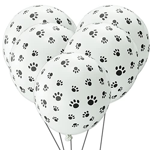 LAMXD 24 Stück Latexballons mit Pfotenabdruck, Schwarz und Weiß, Safari-Tiermotiv, Luftballons mit Hundemotiv, Geburtstagsparty-Zubehör für Kinder, Welpen, Geburtstag, Party-Dekoration LAMXD 24 Stück Latexballons mit Pfotenabdruck, Schwarz und Weiß, Safari-Tiermotiv, Luftballons mit Hundemotiv, Geburtstagsparty-Zubehör für Kinder, Welpen, Geburtstag, Party-Dekoration von LAMXD
