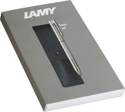 LAMY Mehrsystemschreiber logo twin pen brushed mit Etui im Set von LAMY