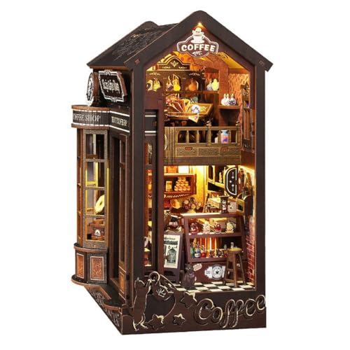 LANGWEI DIY Book Nook Regal-Einsatz-Kits, Magisches Coffee Shop Bücherregal, Miniatur-Modellbausatz Aus Holz, Handgefertigte Buchstütze Für Freund-Geburtstagsgeschenk LANGWEI DIY Book Nook Regal-Einsatz-Kits, Magisches Coffee Shop Bücherregal, Miniatur-Modellbausatz Aus Holz, Handgefertigte Buchstütze Für Freund-Geburtstagsgeschenk von LANGWEI