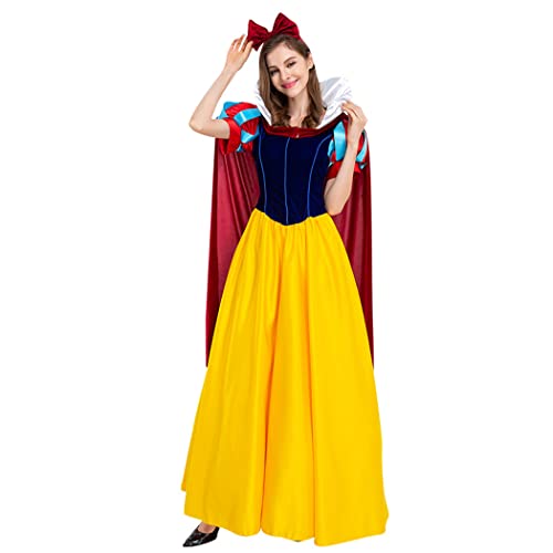 LANGWEI Frauen Halloween Kostüme Erwachsene Märchen Schneewittchen Kleid Abend Party Prom Cosplay Kostüm Zubehör,Gelb,L LANGWEI Frauen Halloween Kostüme Erwachsene Märchen Schneewittchen Kleid Abend Party Prom Cosplay Kostüm Zubehör,Gelb,L von LANGWEI
