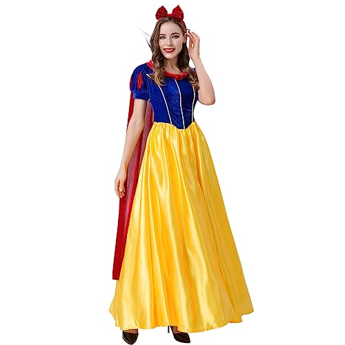 LANGWEI Märchen Schneewittchen Erwachsene Kleid, Frauen Halloween Kostüme Abschlussball Cosplay Kostüm Zubehör,Gelb,XXL LANGWEI Märchen Schneewittchen Erwachsene Kleid, Frauen Halloween Kostüme Abschlussball Cosplay Kostüm Zubehör,Gelb,XXL von LANGWEI